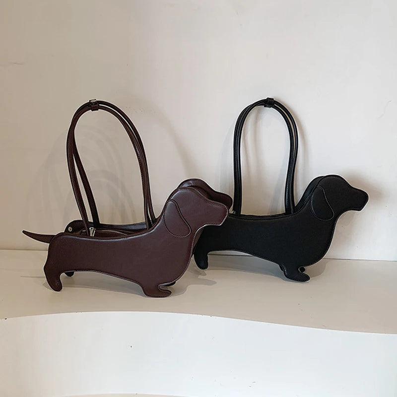 Bolso de hombro tridimensional de perro salchicha, bolso Retro de cuero PU con diseño de bolso para axila para mujer, bolso de viaje de tendencia