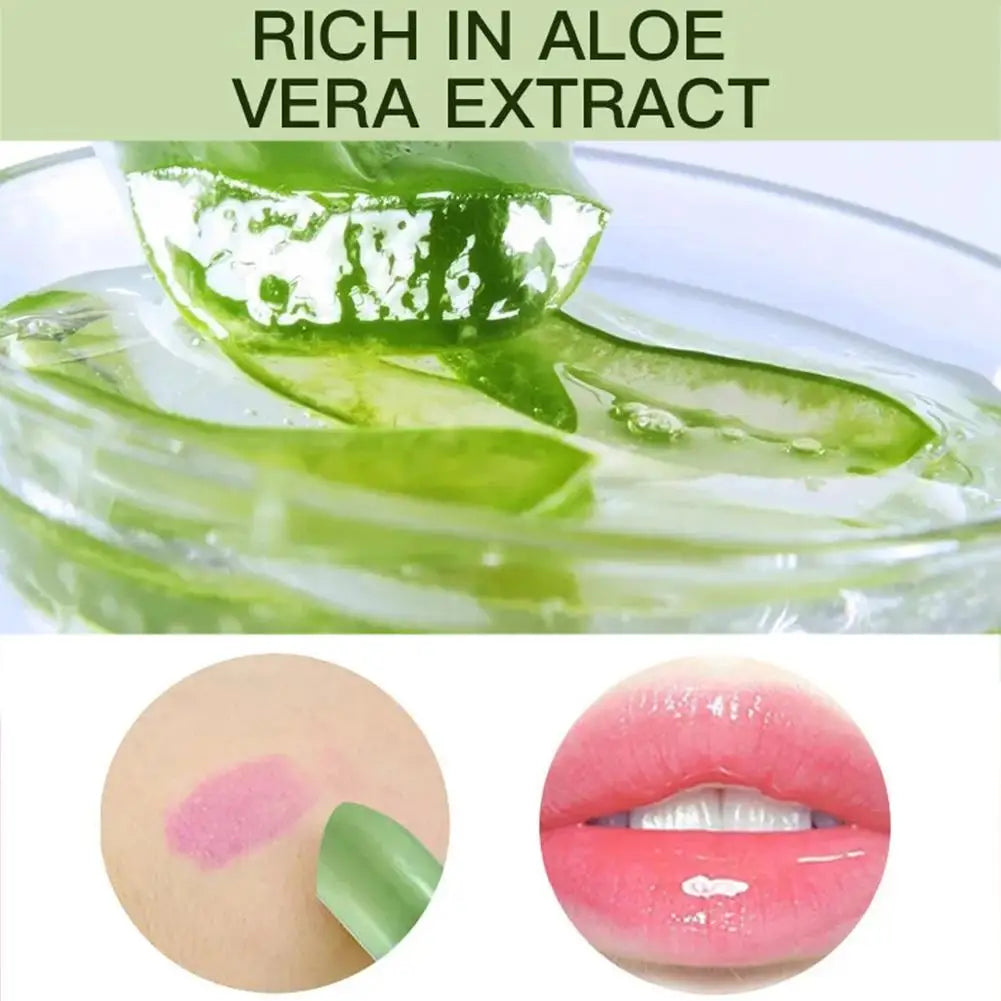 Bálsamo labial de Aloe Vera que cambia de Color, bálsamo labial hidratante duradero, resistente al agua, cambia de temperatura, 1 unidad