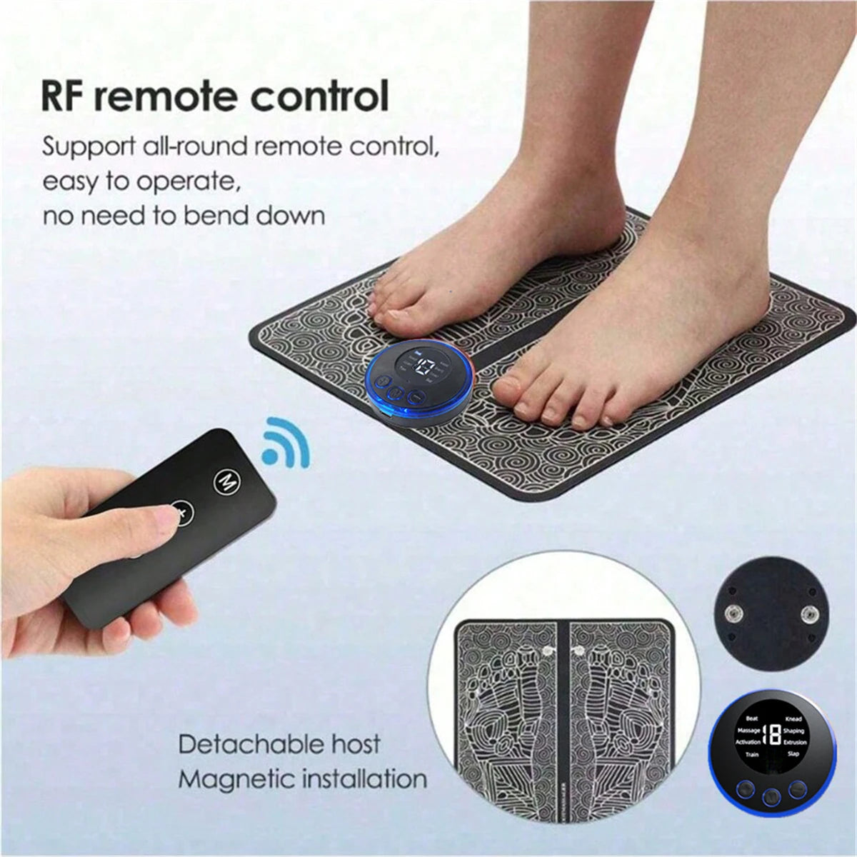 Almohadilla masajeadora de pies EMS, reflexología recargable por USB, masaje de acupuntura para pies, estimulación muscular, mejora la circulación sanguínea, alivio del dolor