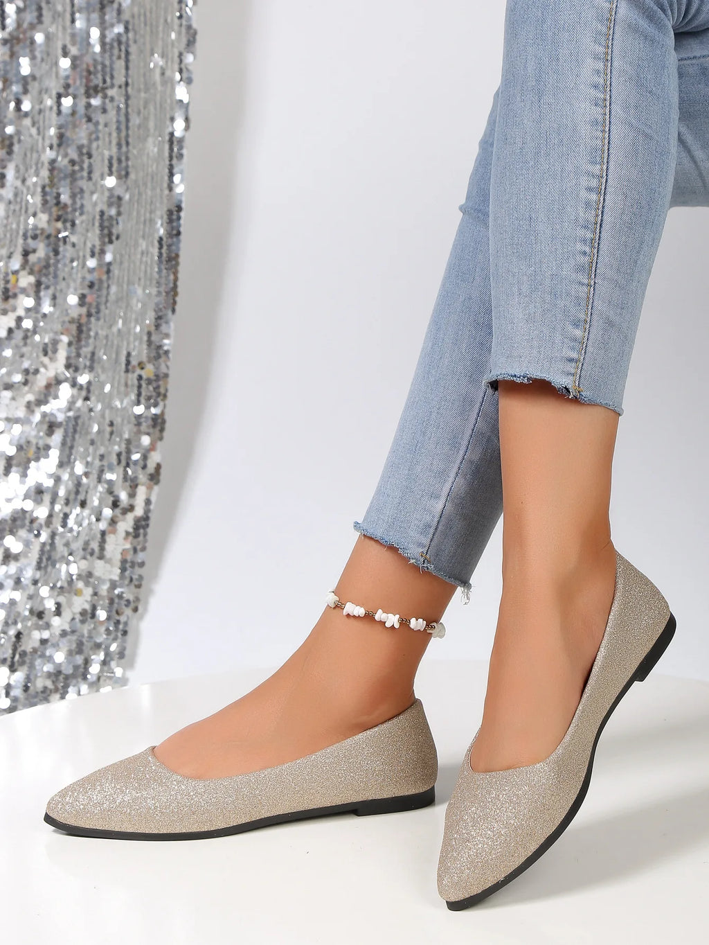 Nueva llegada 2024 zapatos de verano bonitos y a la moda con punta estrecha para mujer, zapatos planos de bailarina, zapatos informales cómodos para mujer