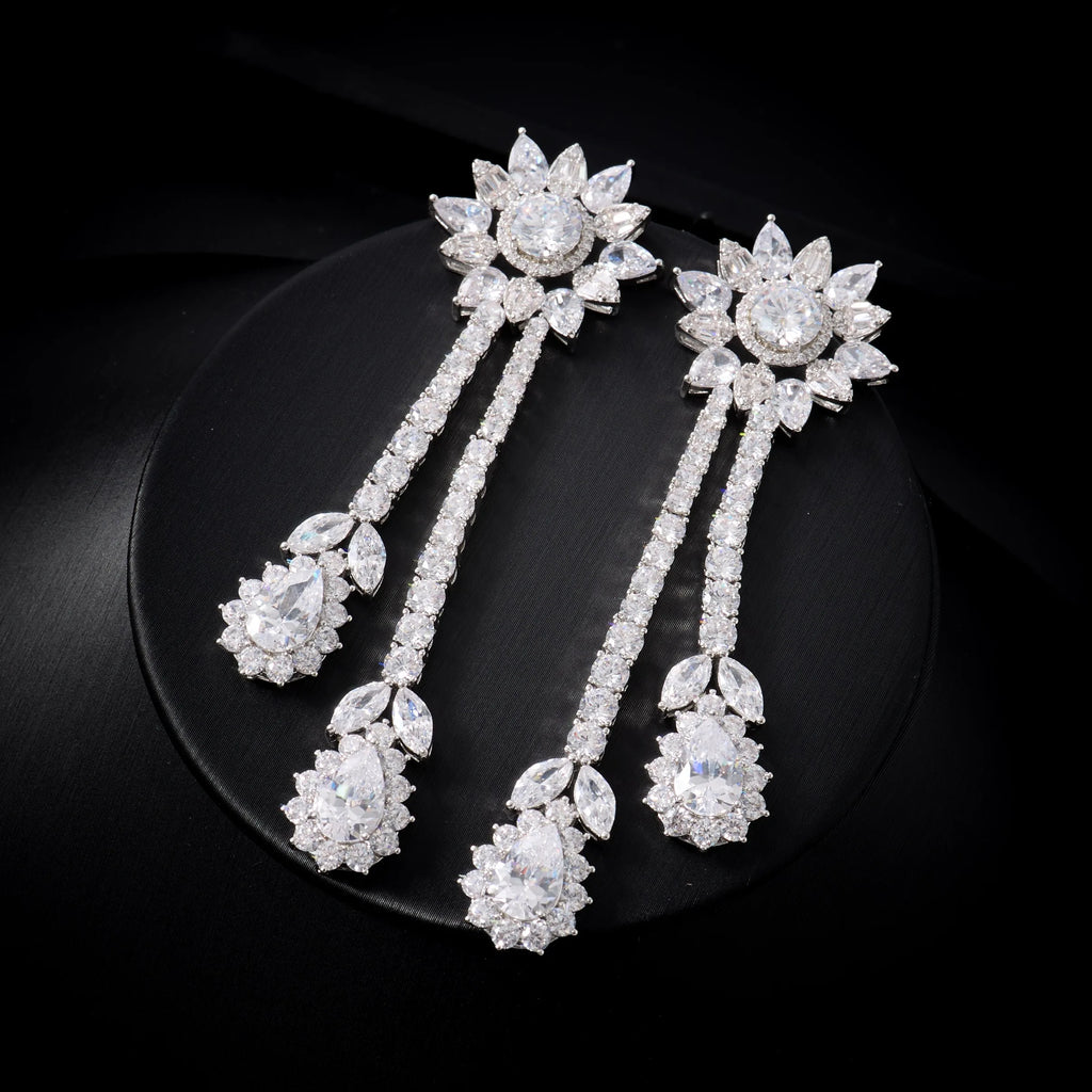 241101 Conjuntos de Collares de Lujo para Mujer con Circonita Cúbica, 4 Piezas, Joyería para Novia, Boda, Compromiso, Fiesta, Festival, Accesorio de Joyería