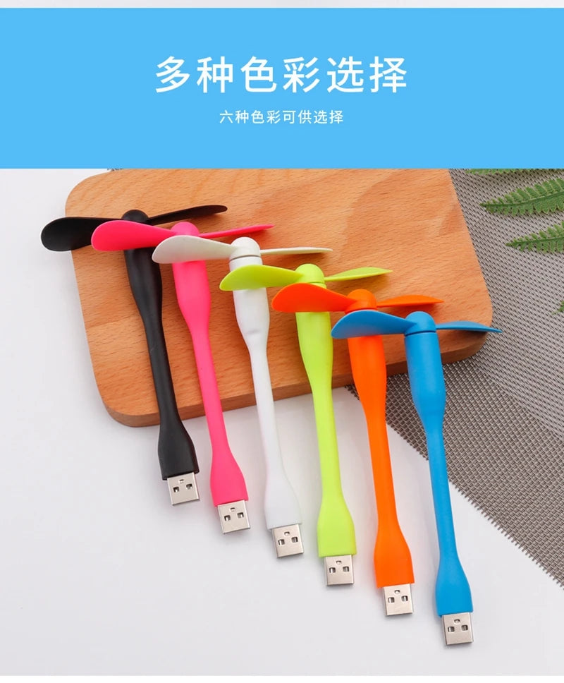 Mini ventilador USB, ventilador de refrigeración Flexible para banco de energía, portátil, PC, cargador de CA, ventilador de mano portátil, dispositivo de verano para ordenador