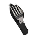 Juego de utensilios de camping plegables 4 en 1, cuchillo multifuncional, tenedor, cuchara, abridor de botellas para supervivencia al aire libre, deportes, camping y senderismo.