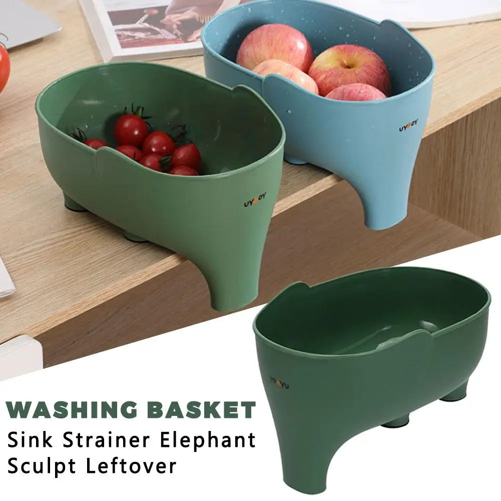 Cesta de drenaje para cocina con forma de elefante, material PP, 10*14*22cm, colador multifuncional para fregadero, lavador de frutas y verduras, cesta de almacenamiento