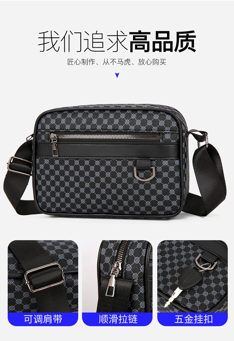 Bolso de hombro con estampado de moda para hombre, bandolera de mensajero de piel sintética, bolso de estilo Vintage para hombre, bolso de hombro, regalo para hombre