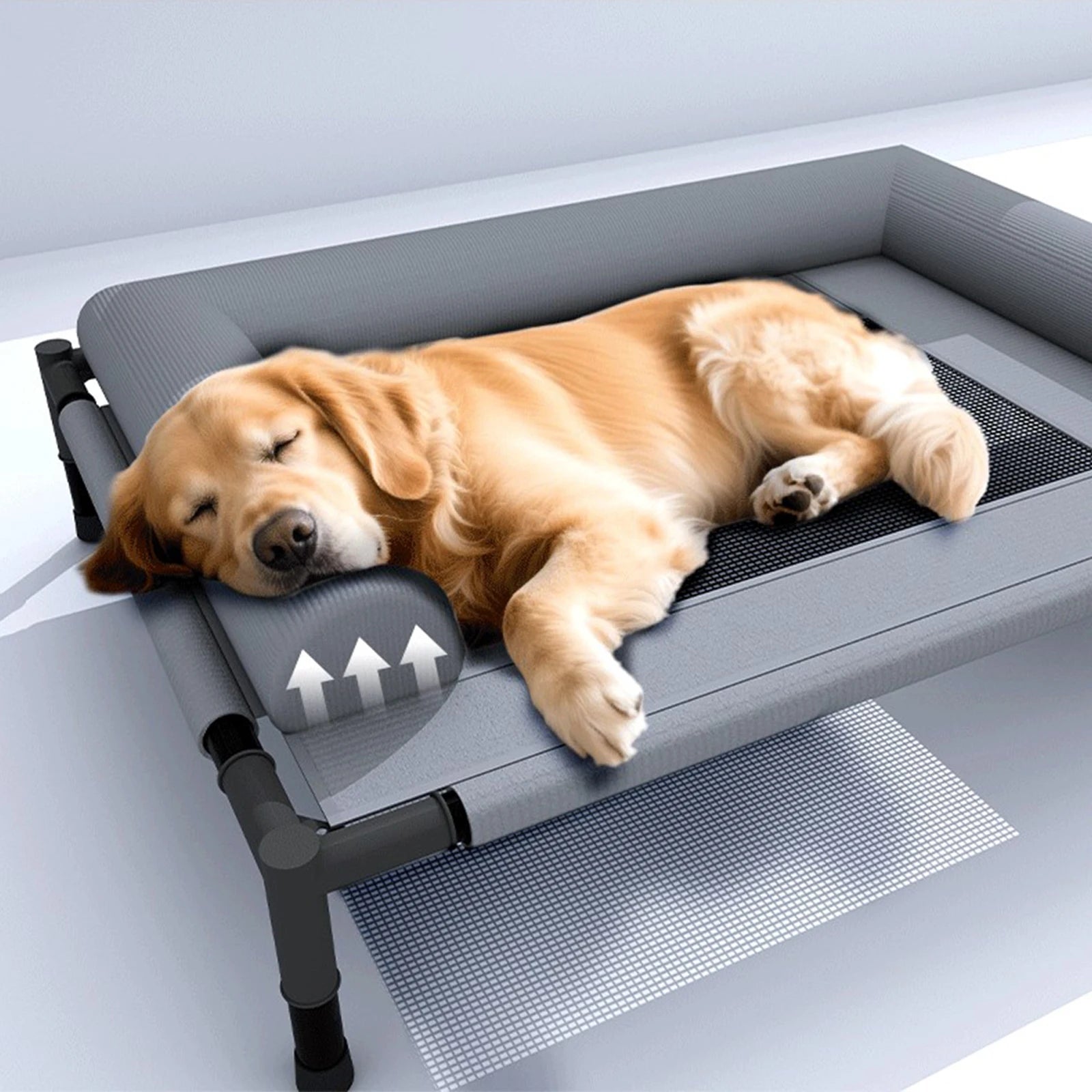 Muebles para mascotas, cama elevada de malla, transpirable con almohada, cama elevada para perros y gatos, extraíble, exterior, Camping, tren para tomar el sol, hogar, césped