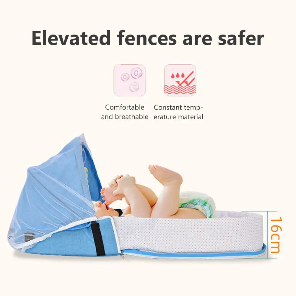Cuna de viaje para bebé con red, tienda plegable para bebé, cuna lavable, cama de viaje biónica, cuna transpirable