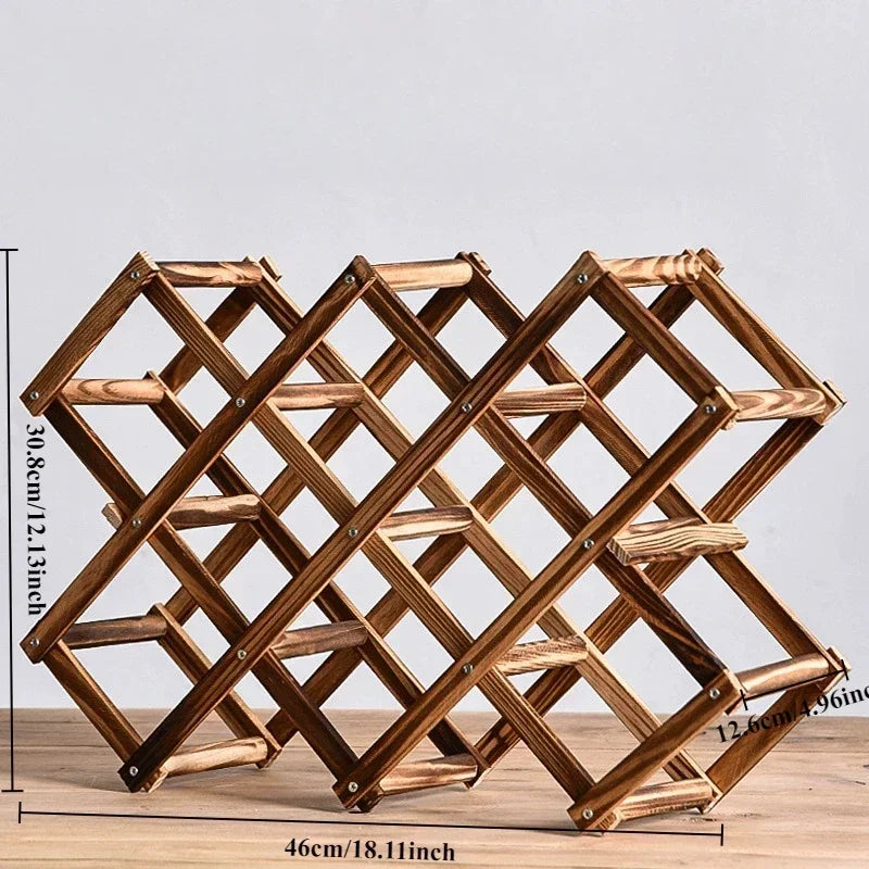 Estante de Madera Plegable para Almacenamiento de Vino, para 3-10 Botellas, Fácil de Montar, Apilable, para Organización del Hogar, Bar, Cocina o Bodega