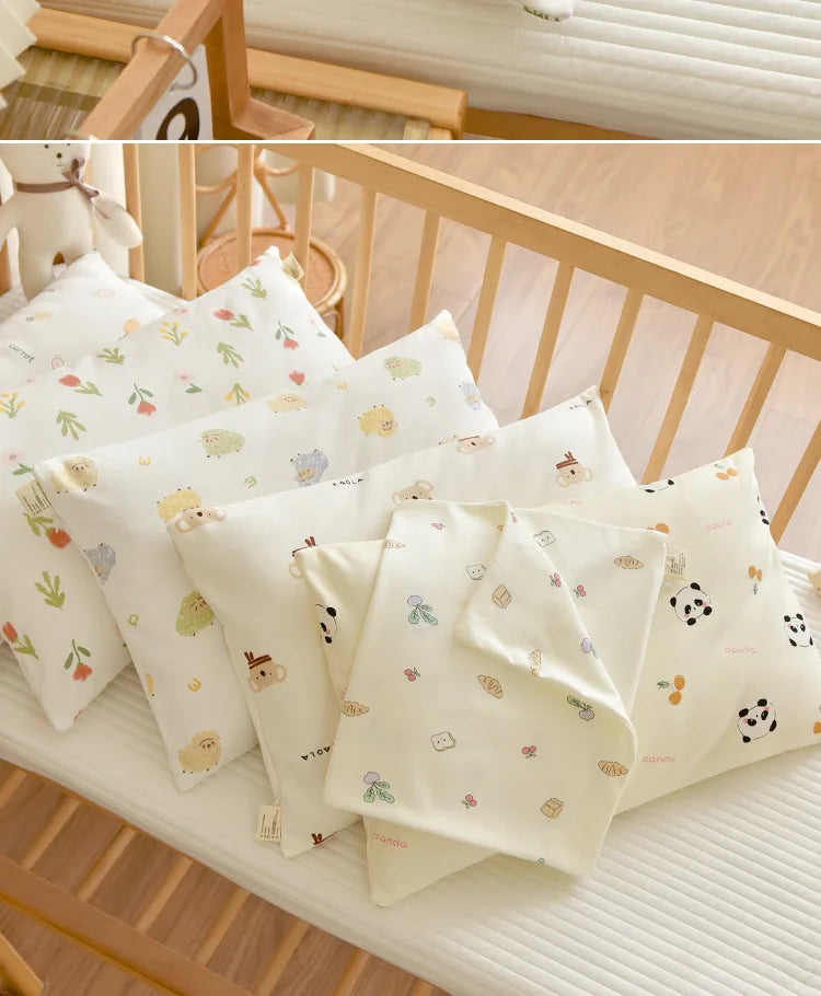 Almohada transpirable de algodón con dibujos animados para bebés y niños, almohada para recién nacidos, almohada para siesta para jardín de infantes, adecuada para uso diario, 30x50cm