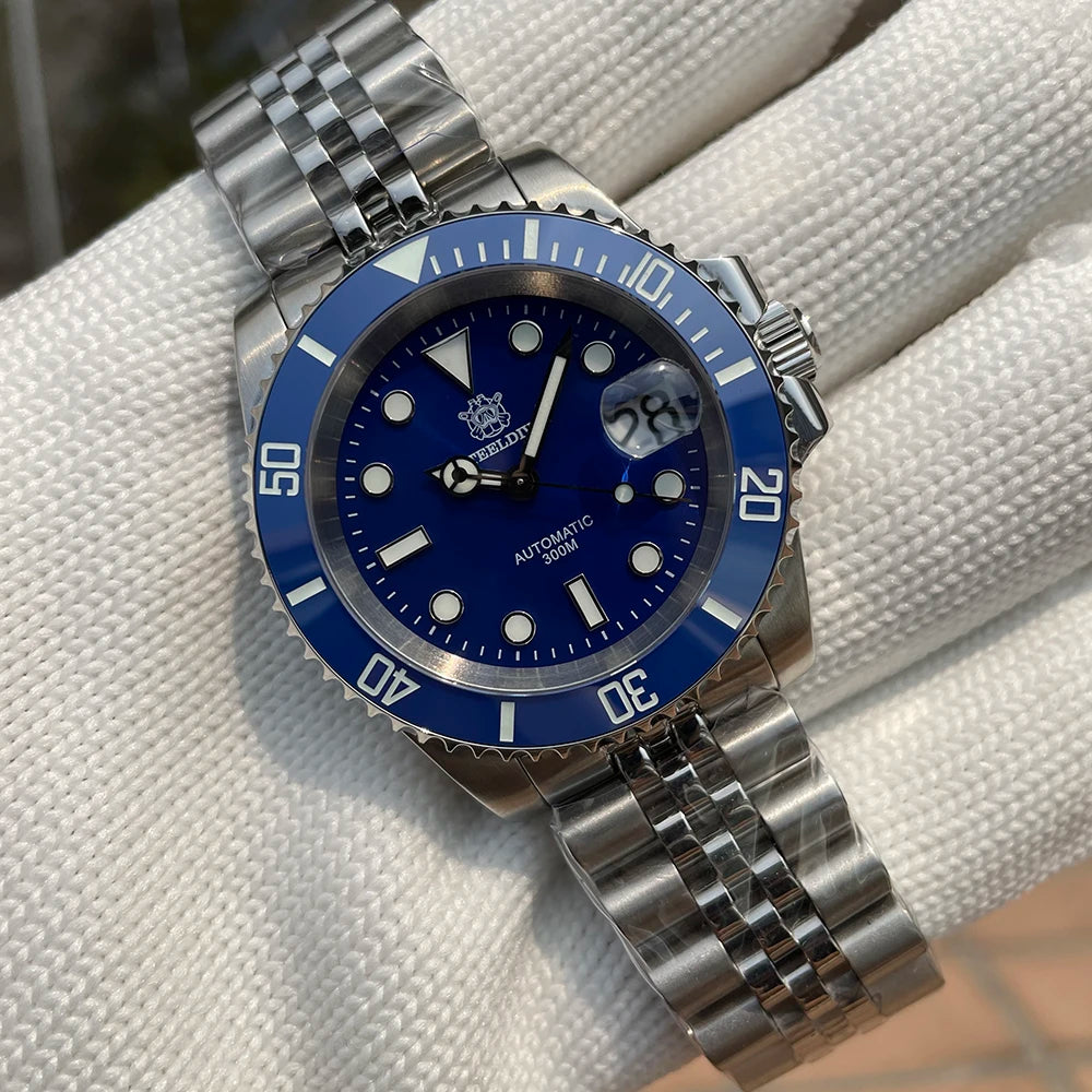 STEELDIVE SD1953 41MM clásico agua fantasma calendario lupa NH35 movimiento mecánico BGW9 superluminoso 30Bar reloj impermeable
