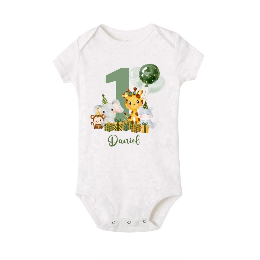 Pelele personalizado para bebé, Animal de Safari con nombre, mono para recién nacido, mono salvaje, ropa para niñas pequeñas, regalo de ducha infantil