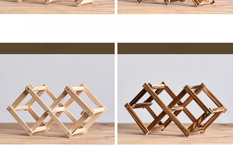 Estante de Madera Plegable para Almacenamiento de Vino, para 3-10 Botellas, Fácil de Montar, Apilable, para Organización del Hogar, Bar, Cocina o Bodega