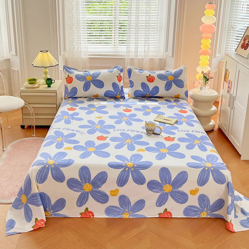 Sábanas Suaves y Agradables al Tacto, Estampadas, para el Hogar, Planas, para Cama King, Queen, Individual, Doble, Transpirables, Duraderas, 1 o 3 Piezas/Juego