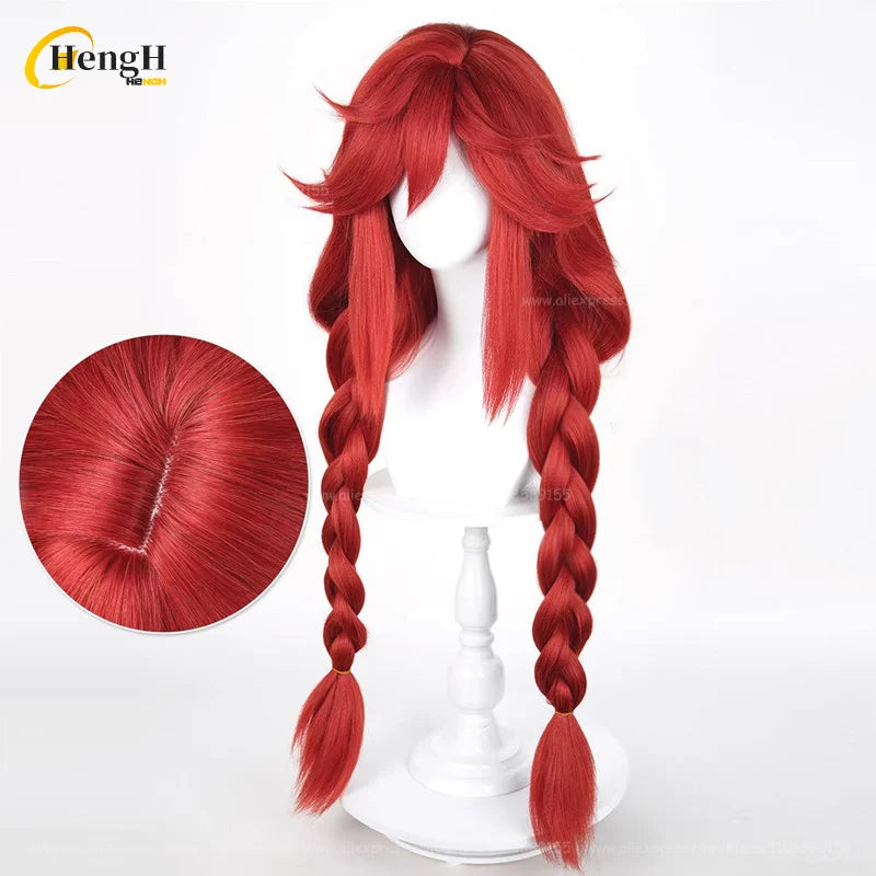 En stock Anime Zanka Guita Enji ‌   Pelucas de Cosplay Rudo Amo Li Glaze, pelo sintético resistente al calor, pelucas para fiesta de Halloween + gorro de peluca