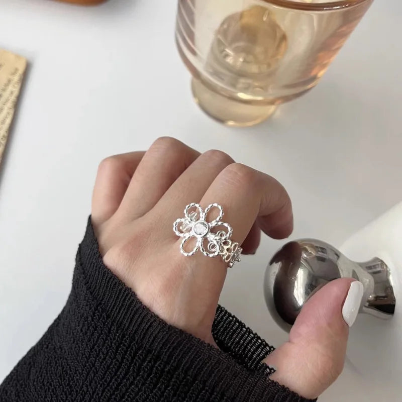 Anillo de Ópalo de Plata de Ley 925 para Mujer, Ajustable, para el Dedo Índice, Diseño Simple y Elegante, Joyería de Alta Gama, Regalo
