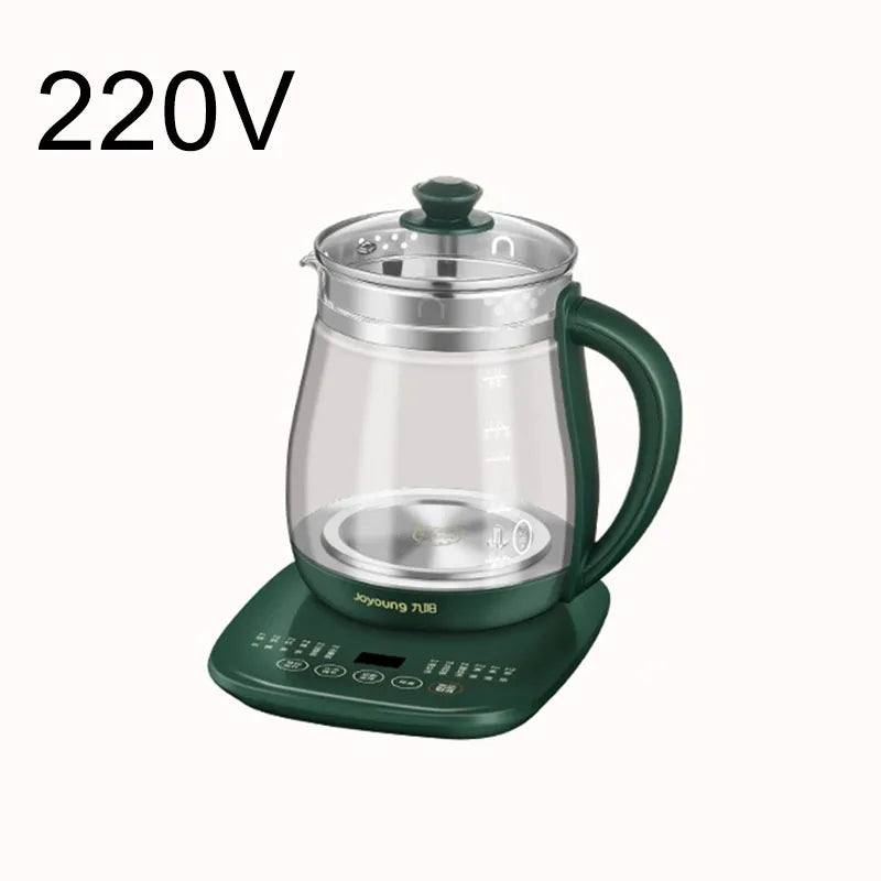 Olla saludable Jiuyang de 220V, tetera de flores multifuncional, tetera de vidrio para estofado, Mini cocina portátil de 1,5 l, cocina para postre y té