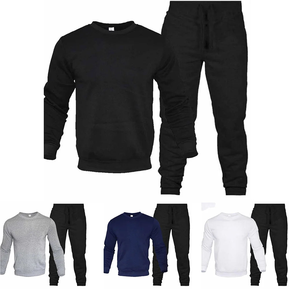 Conjunto de dos piezas para hombre, conjunto de 2 piezas con cuello redondo, chándal, Sudadera con capucha y pantalones con cordón, sudaderas deportivas para hombre, ropa deportiva para correr