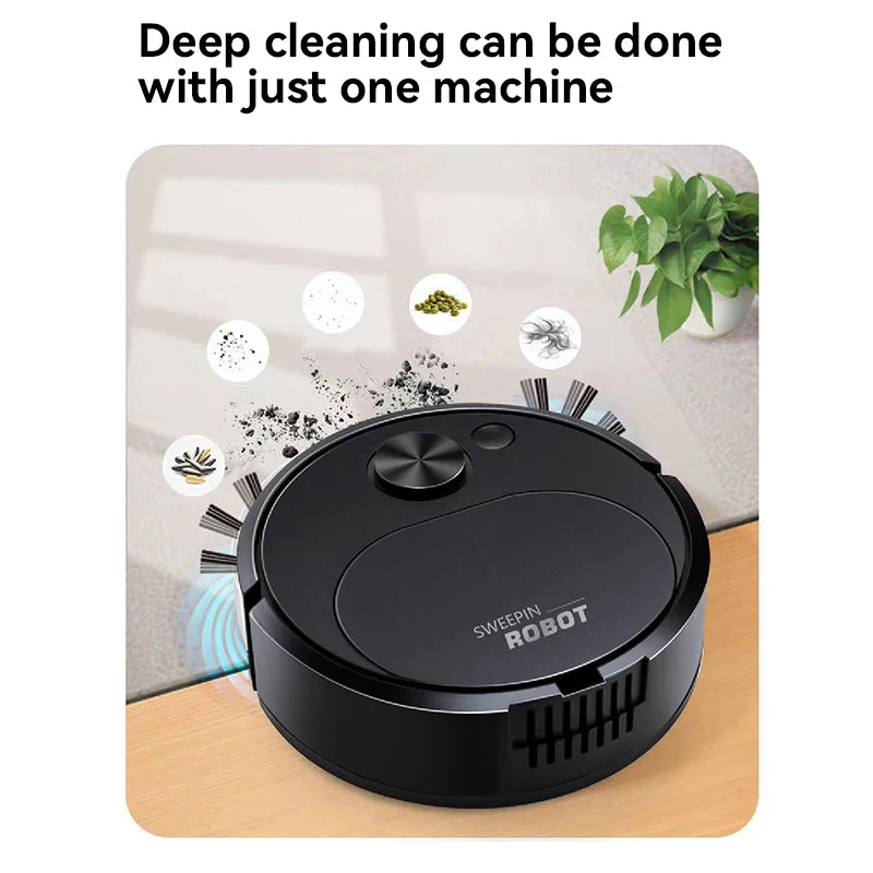 Aspiradora eléctrica automática para suelos 3 en 1, 1500Pa, fregona, recargable por USB, inalámbrica, para uso doméstico y de oficina