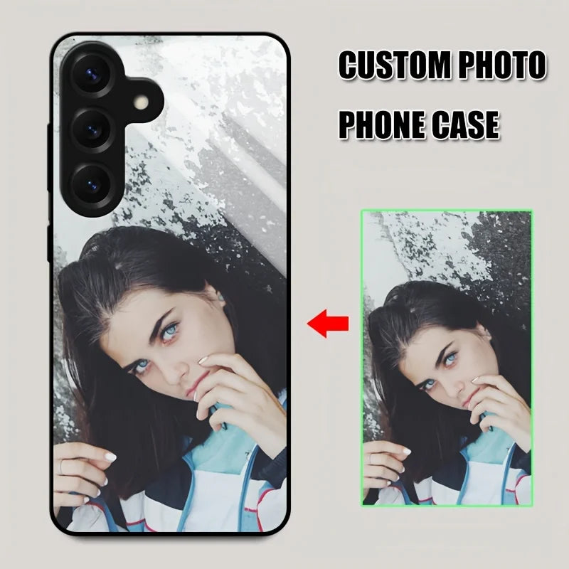 Funda Personalizada para Samsung Galaxy S20 S21 S22 S23 S24 S25 S26 FE Plus Ultra Edge 5G, Funda de Lujo con Espejo de Cristal Negro