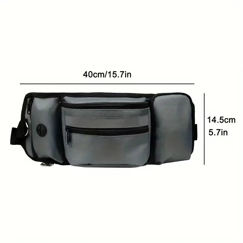 Riñonera de adiestramiento al aire libre con bolsa de golosinas de entrenamiento para perros desmontable, riñonera reflectante para caminar con mascotas, almacenamiento de correa para correr