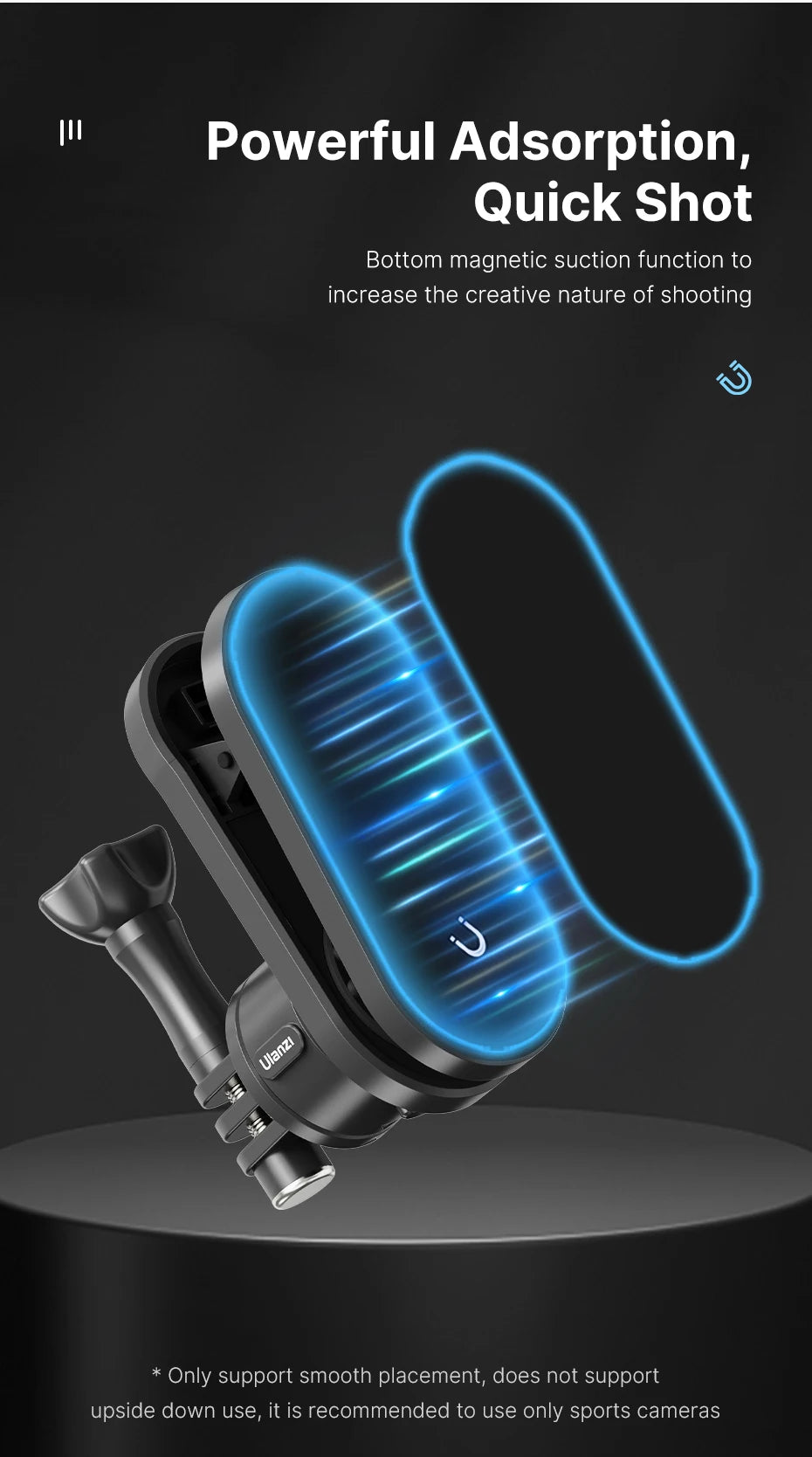 Ulanzi Go-Quick II Soporte magnético para correa de mochila de liberación rápida para Gopro para DJI OSMO para sistema QR de cámara de acción Insta360