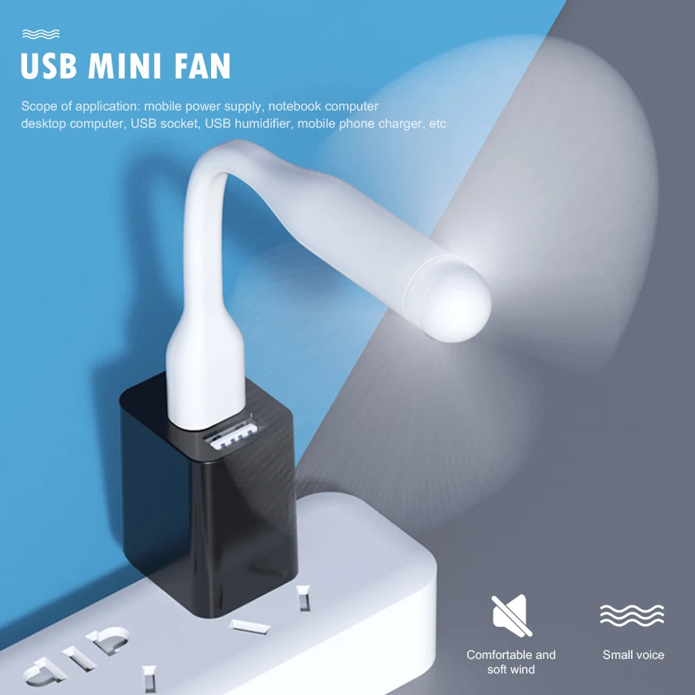 Mini ventilador USB, ventilador de refrigeración Flexible para banco de energía, portátil, PC, cargador de CA, ventilador de mano portátil, dispositivo de verano para ordenador