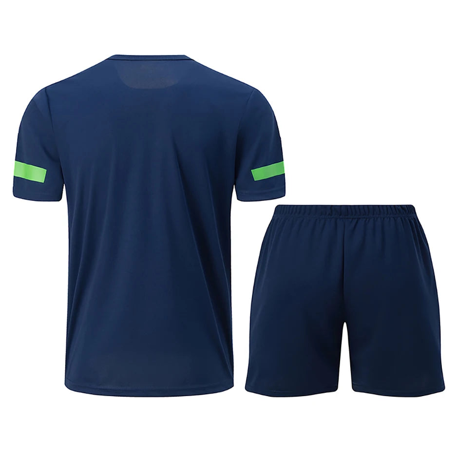 Conjunto de manga corta para hombre de las cuatro estaciones, camiseta estampada de secado rápido para deportes juveniles, Fitness, correr, cómodo e informal, 2 piezas