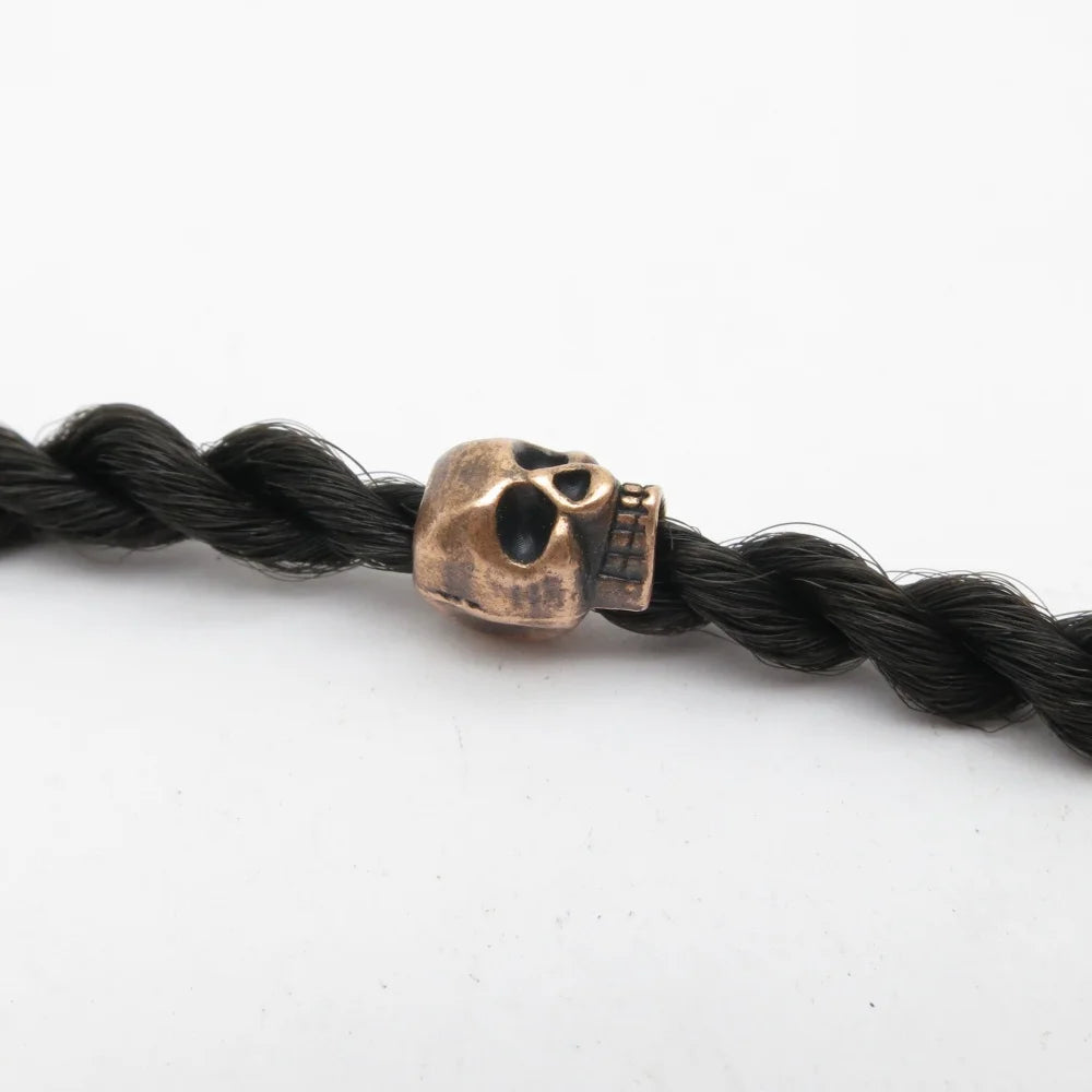 10 Uds. De cuentas de cobre rojo, trenza de pelo, cuentas para rastas, cuentas espaciadoras, estampado de calavera y flor para suministros de joyería, accesorios ﻿