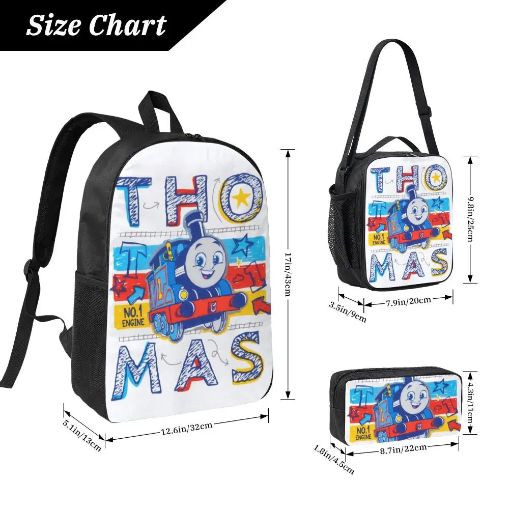Mochila para niños t-thomas y amigos, fiambrera, bolsas para bolígrafos para niños y niñas, mochilas, mochila escolar de gran capacidad, conjunto de mochila