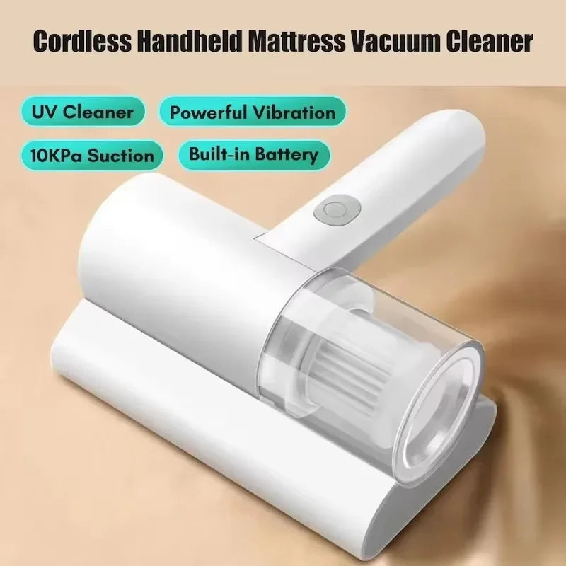 Aspiradora de colchón para el hogar, eliminador de ácaros eléctrico, inalámbrico, de mano, esterilización Uv, removedor de cama