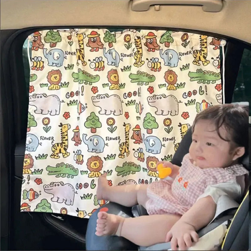 Cortina con ventosa en la ventana del coche, cubierta parasol con dibujos animados, parasol Universal para ventana lateral, protección UV para chico, bebé y niño