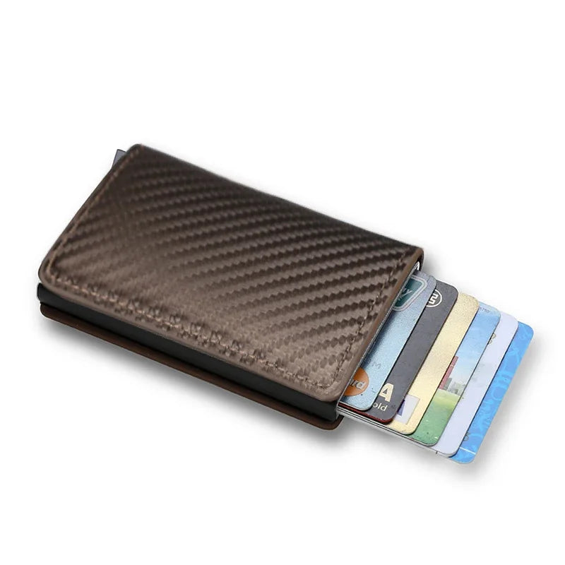 Cartera de aluminio Rfid para hombre, tarjeteros, monedero de fibra de carbono para hombre, cartera inteligente delgada de negocios, tarjetero de crédito, funda, soporte para notas