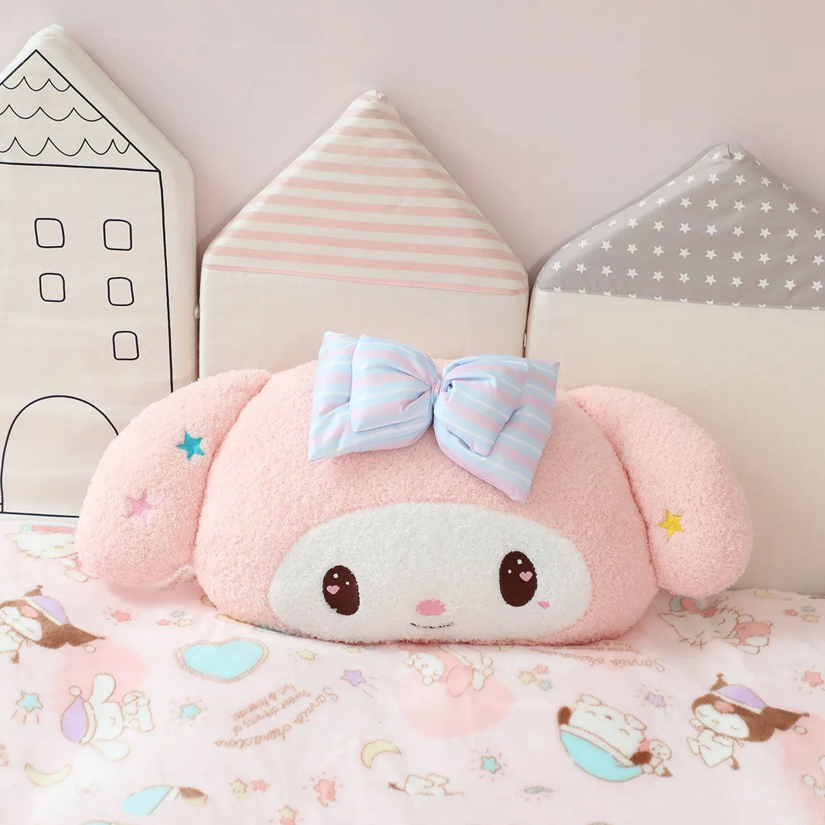 Precioso cojín trasero Kuromi My Melody para asiento de gato, reposacabezas relleno de Anime Cinnamoroll, almohada para sofá cama, decoración del hogar