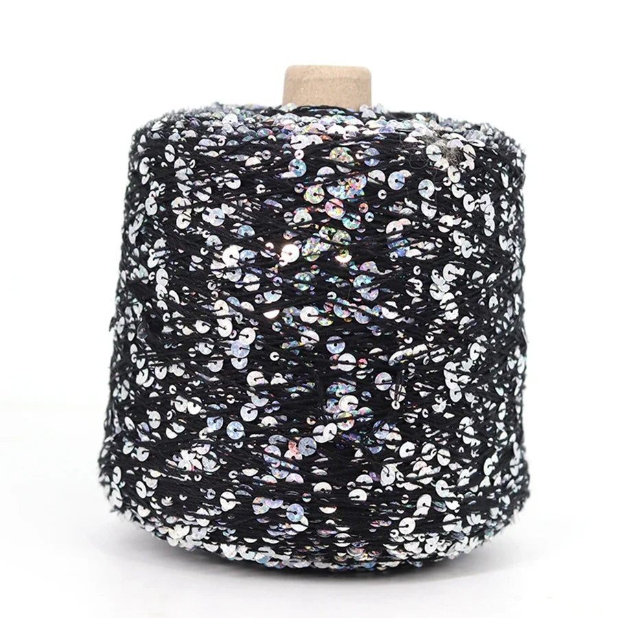 Cooamuu-Hilo de lentejuelas de algodón de lujo, hilo para tejer a mano, 500G/bobina, 3MM + 6MM, accesorios de lentejuelas