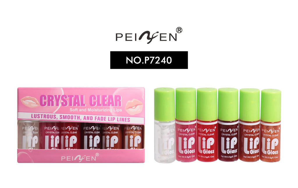 Juego de 6 piezas de brillo de labios con espejo de cristal, bálsamo labial ligero hidratante, brillo brillante, tinte transparente, melocotón, cereza, rosa