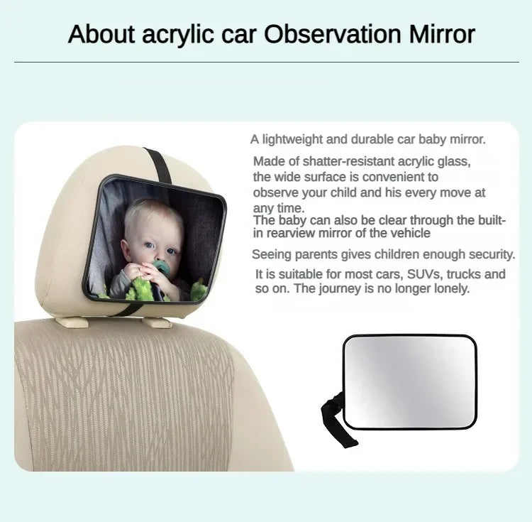 1 Uds. Espejo ancho ajustable para asiento trasero de coche asiento para bebé/niño Monitor de espejo de seguridad para coche espejo cuadrado de seguridad para coche Interior de coche