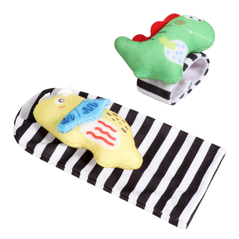 Sonajeros de muñeca para bebé, calcetines de animales para recién nacidos, buscador de pies, correa para la muñeca, calcetines para bebé, juguetes sensoriales, juguetes para bebé de 0 a 12 meses, regalo