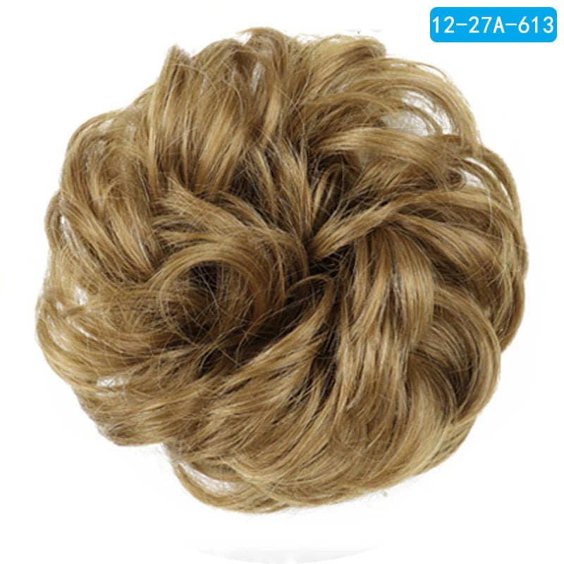 AZQUEEN-extensión de cabello de moño desordenado, banda elástica sintética, moño ondulado rizado, Scrunchies Donut Updo, postizo para mujer