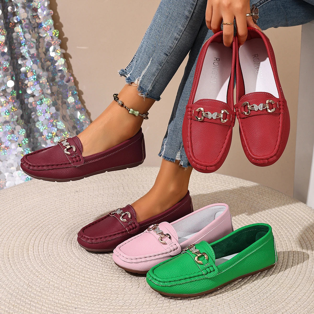 2026 nuevos zapatos planos de mujer primavera otoño Casual Slip on zapatos Mary Jane zapatillas de deporte de moda mujeres punta redonda sólida suela suave mocasines planos