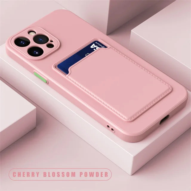 Funda tipo billetera de silicona suave de lujo para iPhone 17 Air 16 15 14 11 13 12 Pro Max Plus, Funda protectora trasera con ranura para tarjetero