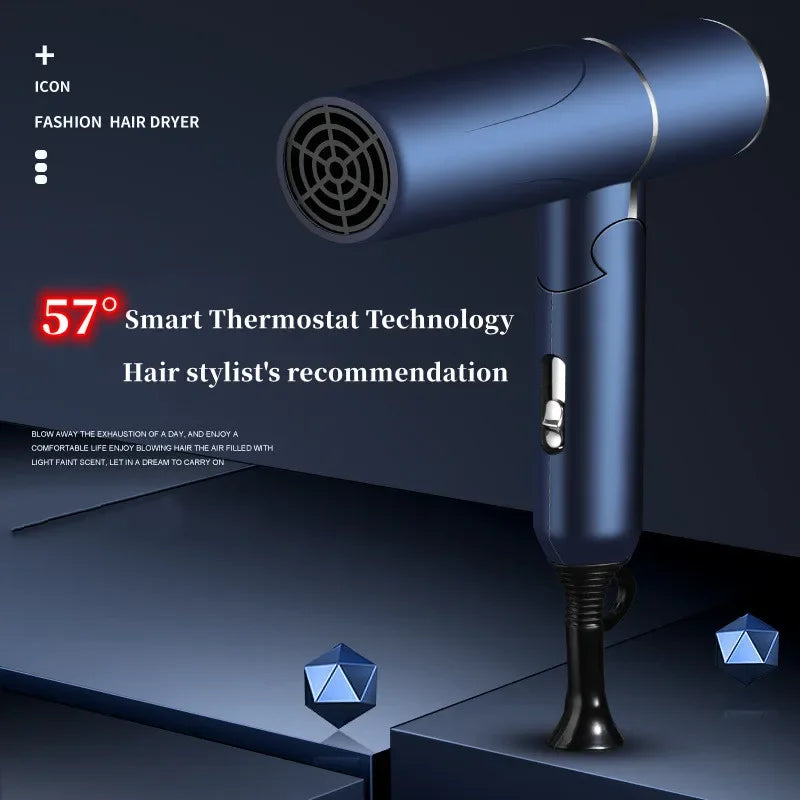 Nuevo Secador de Pelo Plegable con Luz Azul, Iones Negativos, Cuidado del Cabello, 1200W de Alta Potencia, Secado Rápido, para Hogar, Dormitorio Estudiantil y Viajes