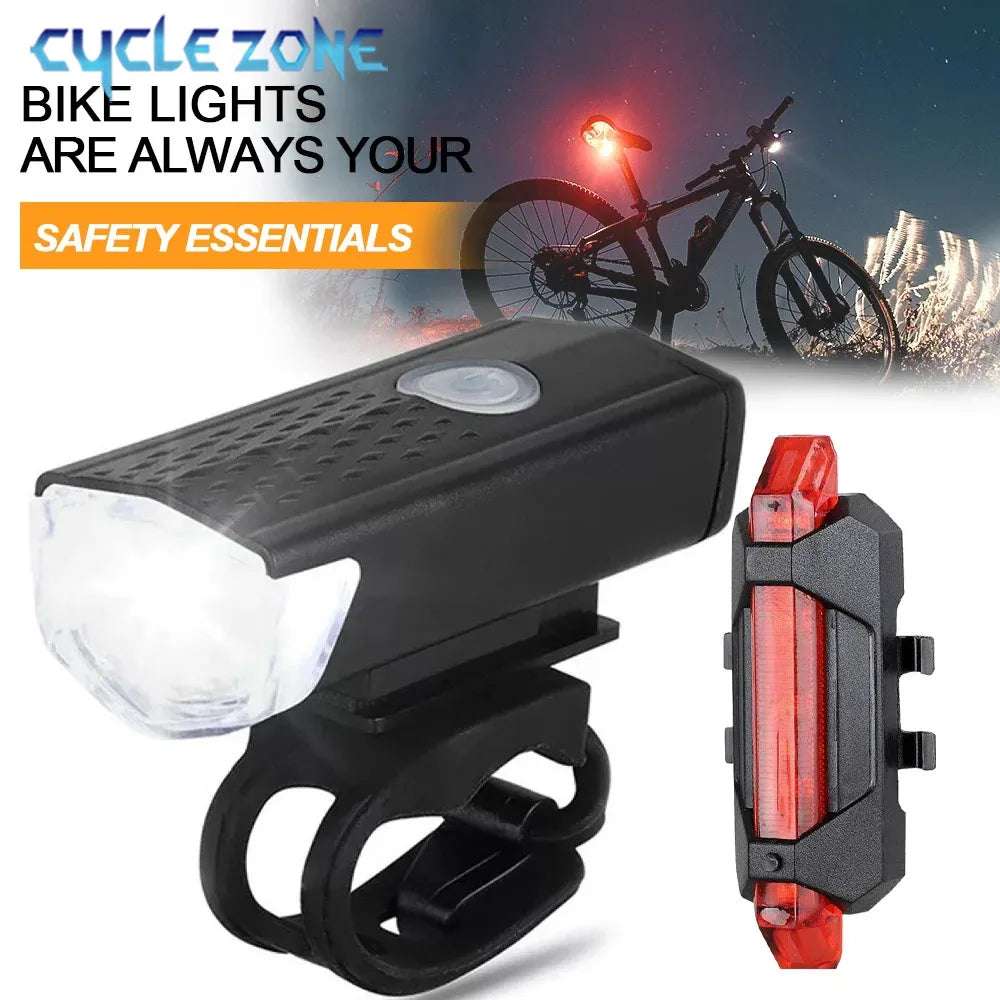 Luz delantera de bicicleta recargable por USB, luz trasera roja, fácil de instalar, 3 modos, accesorios para bicicleta