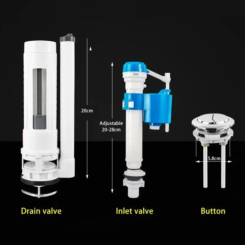 Válvulas de llenado de tanque de inodoros, Kit de Accesorios de reparación de tanque de agua ajustables para accesorios de inodoro de 20cm-28cm, válvula de agua Universal