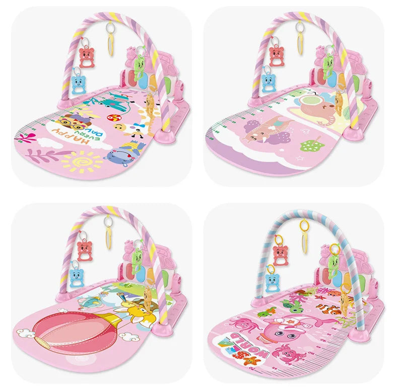 Alfombra de gimnasio para actividades musicales para bebé, alfombra para recién nacido, Pedal, teclado de Piano, estante de Fitness infantil, tapete para gatear, juguetes de regalo