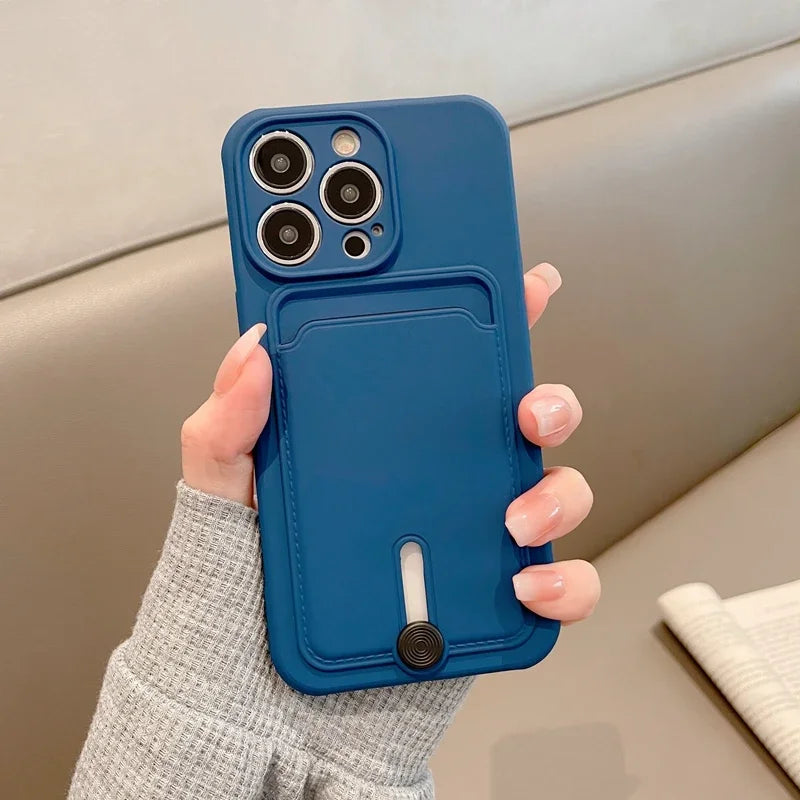 Con tarjetero funda de teléfono para iphone 16 13 14 12 11 15 pro max funda suave para iphone x xs xr max funda protección de cámara