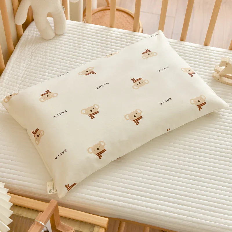 Almohada transpirable de algodón con dibujos animados para bebés y niños, almohada para recién nacidos, almohada para siesta para jardín de infantes, adecuada para uso diario, 30x50cm