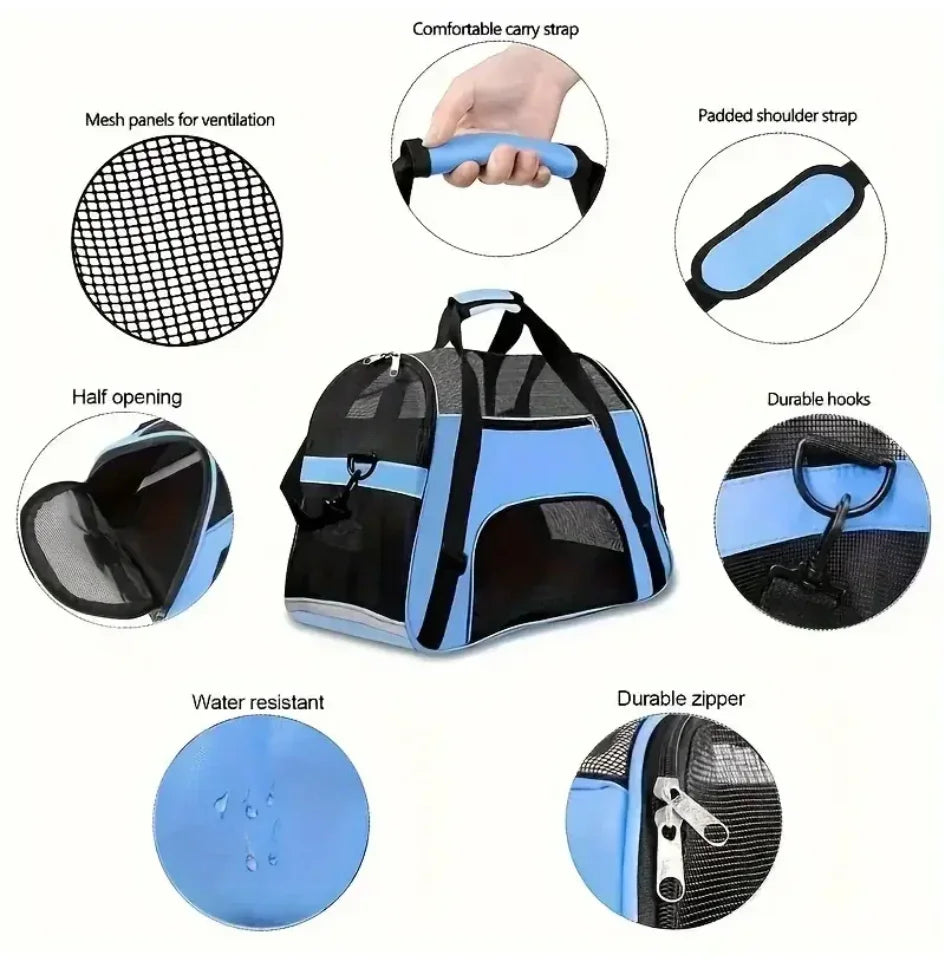 Bolsas de transporte para gatos, bolsa de transporte portátil para perros, bolsas de transporte transpirables de malla para perros pequeños, bolso plegable para gatos, bolsa de viaje para mascotas, bolsa de transporte