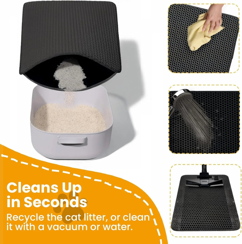 Estera de arena para gatos, doble capa, antideslizante, caja de arena para mascotas grande, estera con filtro, resistente al desgaste, impermeable, antideslizante