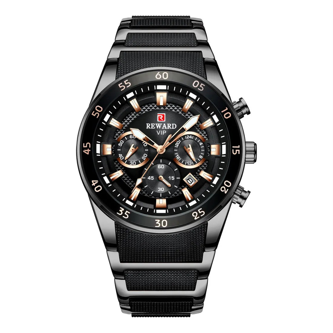 REWARD Relojes para hombre con esfera grande, marca de lujo, reloj deportivo resistente al agua, cronógrafo para hombre, reloj de cuarzo, relojes de pulsera con fecha automática