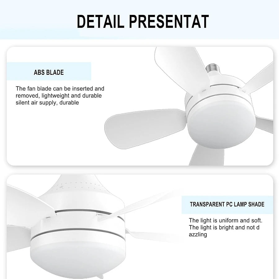 35W Ceiling Fan With Remote Control LED Light Fan E27 Base Intelligent Silent Ceiling Fan For Bedroom And Living Room